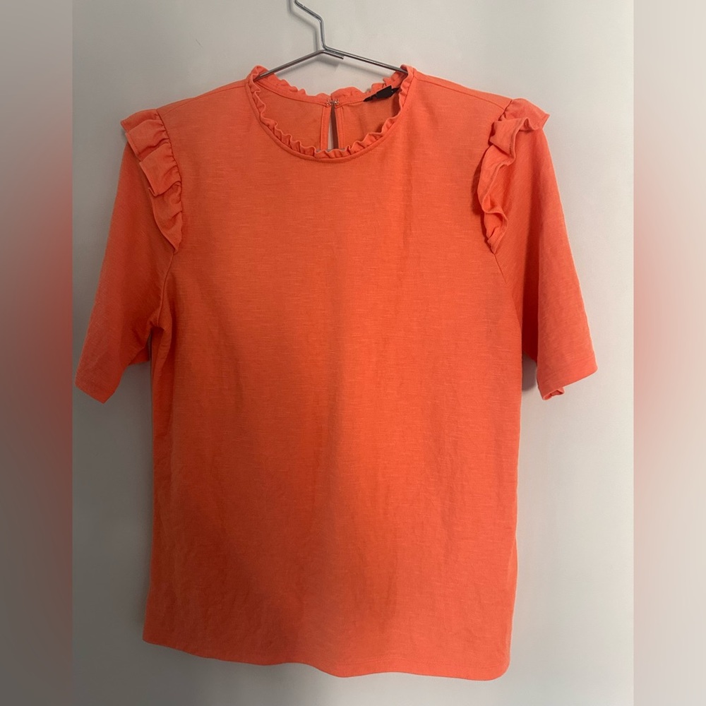 Ann Taylor Vibrant Orange Ruffle Sleeve Tee